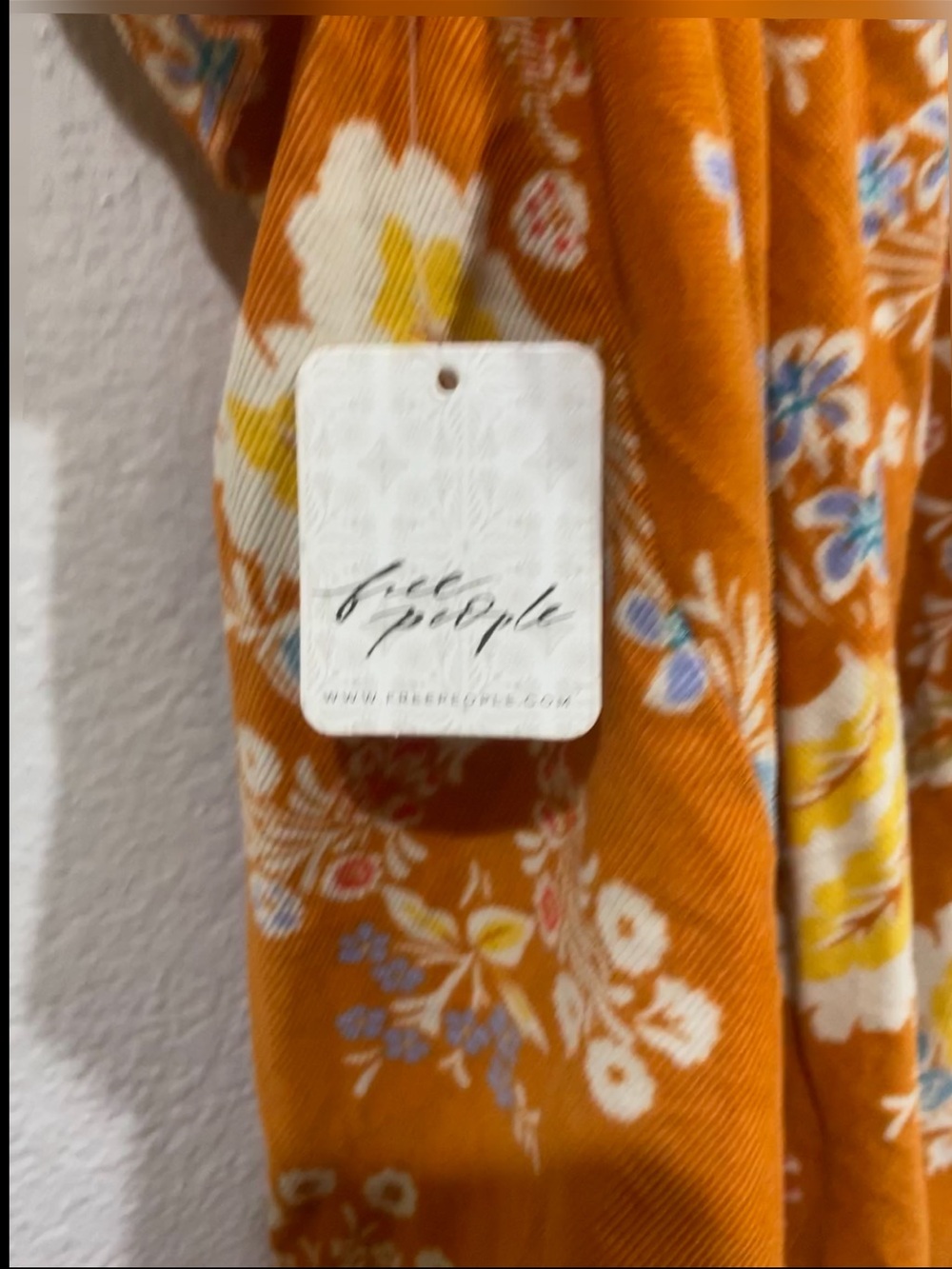 NWT Free People Orange Babydoll Mini Dress Size M Ruffled Floral MSRP $128 - Picture 3 of 7